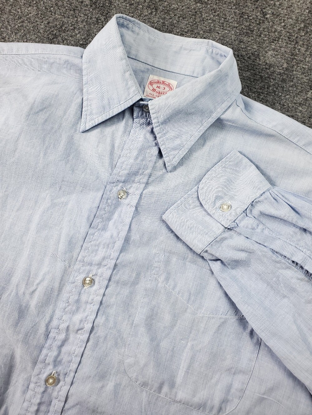 Vintage 60s Brooks Brothers Makers Dress Shirt 16 3 Light Blue Button Up USA